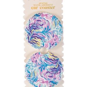 Simply Southern Watercolor Swirl Car Coasters - Pink, Blue, Yellow NWT